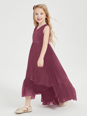 Boho Junior Bridesmaid Dresses Cascading Skirt Mulberry