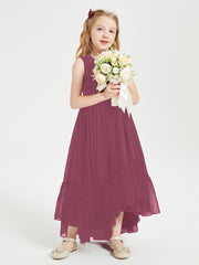 Boho Junior Bridesmaid Dresses Cascading Skirt Mulberry