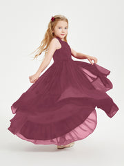 Boho Junior Bridesmaid Dresses Cascading Skirt Mulberry