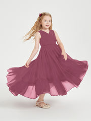 Boho Junior Bridesmaid Dresses Cascading Skirt Mulberry