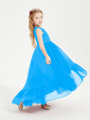Boho Junior Bridesmaid Dresses Cascading Skirt Ocean Blue
