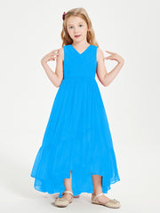 Boho Junior Bridesmaid Dresses Cascading Skirt Ocean Blue