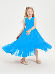 Boho Junior Bridesmaid Dresses Cascading Skirt Ocean Blue