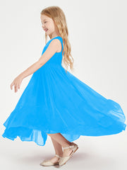 Boho Junior Bridesmaid Dresses Cascading Skirt Ocean Blue