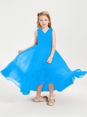 Boho Junior Bridesmaid Dresses Cascading Skirt Ocean Blue