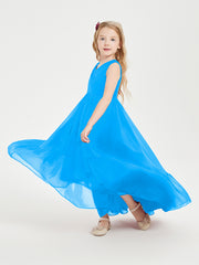 Boho Junior Bridesmaid Dresses Cascading Skirt Ocean Blue