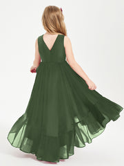 Boho Junior Bridesmaid Dresses Cascading Skirt Olive Green