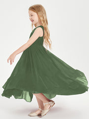 Boho Junior Bridesmaid Dresses Cascading Skirt Olive Green