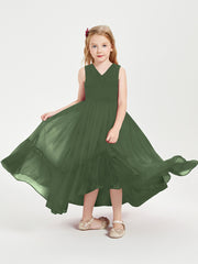 Boho Junior Bridesmaid Dresses Cascading Skirt Olive Green