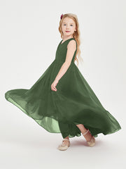 Boho Junior Bridesmaid Dresses Cascading Skirt Olive Green