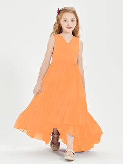 Boho Junior Bridesmaid Dresses Cascading Skirt Orange