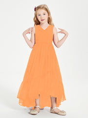 Boho Junior Bridesmaid Dresses Cascading Skirt Orange