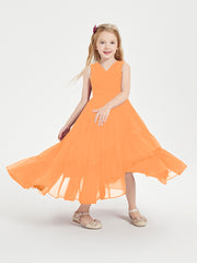 Boho Junior Bridesmaid Dresses Cascading Skirt Orange
