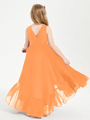 Boho Junior Bridesmaid Dresses Cascading Skirt Orange