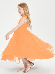 Boho Junior Bridesmaid Dresses Cascading Skirt Orange