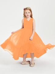 Boho Junior Bridesmaid Dresses Cascading Skirt Orange
