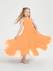 Boho Junior Bridesmaid Dresses Cascading Skirt Orange