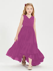 Boho Junior Bridesmaid Dresses Cascading Skirt Orchid