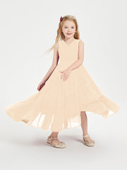 Boho Junior Bridesmaid Dresses Cascading Skirt Peach