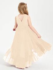 Boho Junior Bridesmaid Dresses Cascading Skirt Peach
