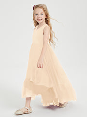 Boho Junior Bridesmaid Dresses Cascading Skirt Peach