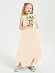 Boho Junior Bridesmaid Dresses Cascading Skirt Peach