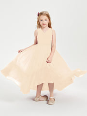 Boho Junior Bridesmaid Dresses Cascading Skirt Peach