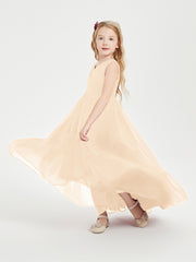 Boho Junior Bridesmaid Dresses Cascading Skirt Peach