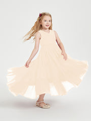 Boho Junior Bridesmaid Dresses Cascading Skirt Peach