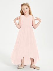 Boho Junior Bridesmaid Dresses Cascading Skirt Pearl Pink