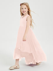 Boho Junior Bridesmaid Dresses Cascading Skirt Pearl Pink