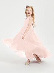 Boho Junior Bridesmaid Dresses Cascading Skirt Pearl Pink