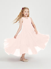 Boho Junior Bridesmaid Dresses Cascading Skirt Pearl Pink