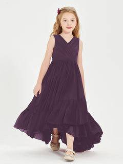 Boho Junior Bridesmaid Dresses Cascading Skirt Plum