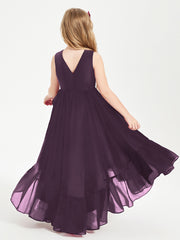 Boho Junior Bridesmaid Dresses Cascading Skirt Plum