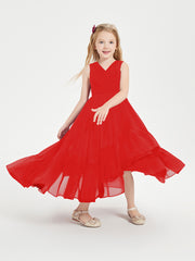 Boho Junior Bridesmaid Dresses Cascading Skirt Red