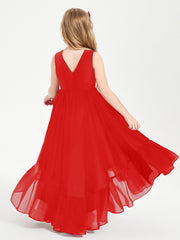 Boho Junior Bridesmaid Dresses Cascading Skirt Red
