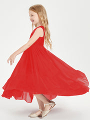 Boho Junior Bridesmaid Dresses Cascading Skirt Red
