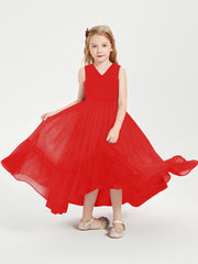 Boho Junior Bridesmaid Dresses Cascading Skirt Red