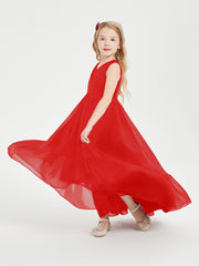 Boho Junior Bridesmaid Dresses Cascading Skirt Red