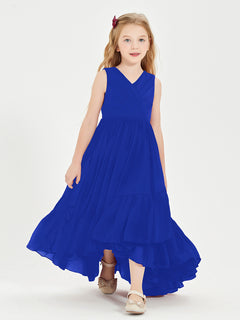 Boho Junior Bridesmaid Dresses Cascading Skirt Royal Blue