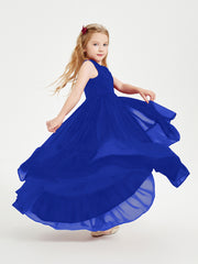 Boho Junior Bridesmaid Dresses Cascading Skirt Royal Blue