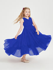 Boho Junior Bridesmaid Dresses Cascading Skirt Royal Blue