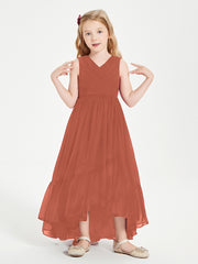 Boho Junior Bridesmaid Dresses Cascading Skirt Rust