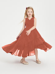Boho Junior Bridesmaid Dresses Cascading Skirt Rust
