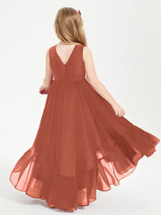 Boho Junior Bridesmaid Dresses Cascading Skirt Rust