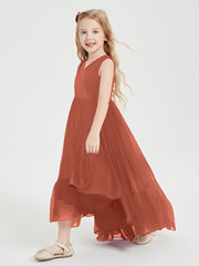 Boho Junior Bridesmaid Dresses Cascading Skirt Rust