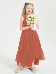 Boho Junior Bridesmaid Dresses Cascading Skirt Rust