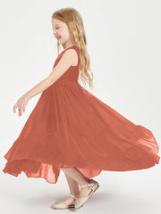 Boho Junior Bridesmaid Dresses Cascading Skirt Rust