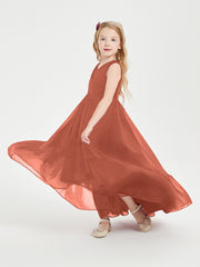 Boho Junior Bridesmaid Dresses Cascading Skirt Rust